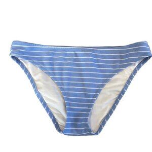 Shade & Shore L large women Swim Bikini Bottom  blue striped Textured